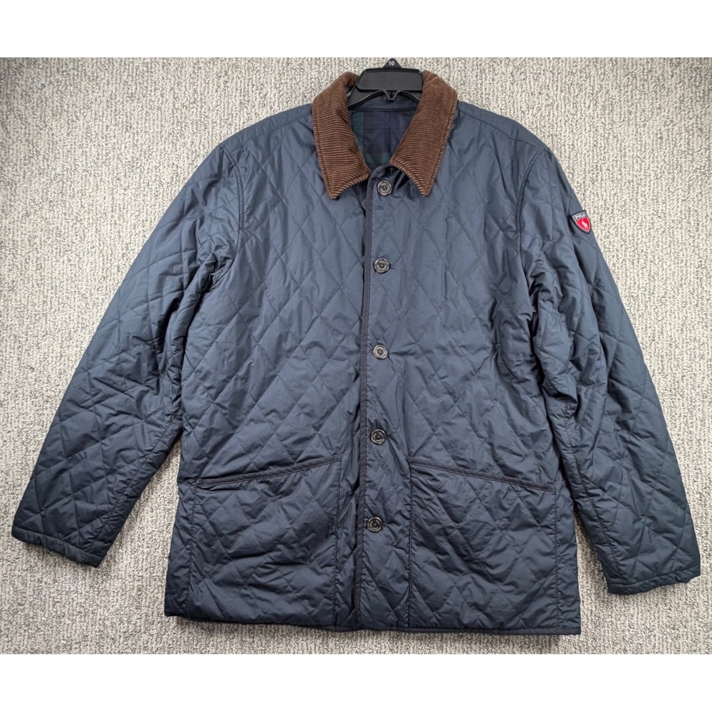 Polo Ralph Lauren Quilted Chore Jacket Mens XL Blue Corduroy Collar Plaid Lining